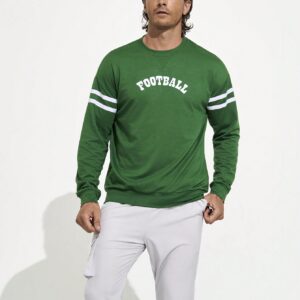 Boyfriend Style Men Simple Letter Printed Round Neck Long Sleeve Sports Sweatshirt Boyfriend Style Men Sweatshirt - Image 4