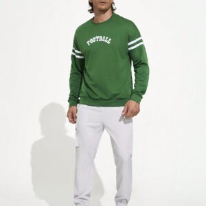Boyfriend Style Men Simple Letter Printed Round Neck Long Sleeve Sports Sweatshirt Boyfriend Style Men Sweatshirt - Image 6