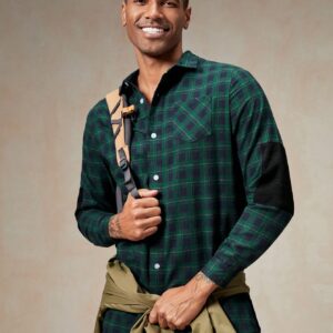 Men Plaid Print Pocket Patched Shirt Without Tee