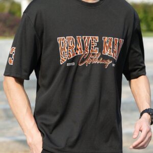 Boyfriend Style Men Simple Print Round Neck Short Sleeve Sports T-Shirt