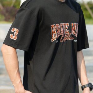 Boyfriend Style Men Simple Print Round Neck Short Sleeve Sports T-Shirt - Image 6