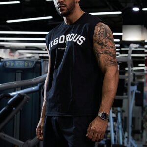Boyfriend Style Men Letter Printed Sleeveless Vest And Sports Shorts Set For Casual Spring And Summer Outfits - Image 5