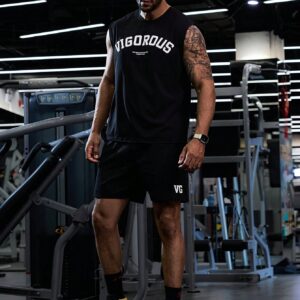 Boyfriend Style Men Letter Printed Sleeveless Vest And Sports Shorts Set For Casual Spring And Summer Outfits - Image 6