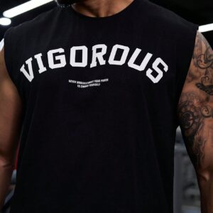 Boyfriend Style Men Letter Printed Sleeveless Vest And Sports Shorts Set For Casual Spring And Summer Outfits - Image 7