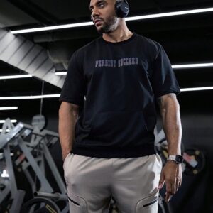 Round Neck Letter Print Short Sleeve Sports Sweatshirt Boyfriend Style Men Sweatshirt - Image 6