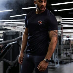 Boyfriend Style Men Simple Printed Round Neck Short Sleeve Sports T-Shirt