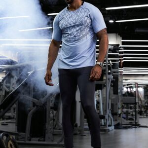 Boyfriend Style Men Summer Leopard Print Raglan Sleeve Short Sleeve Sports T-Shirt Workout Tops - Image 4