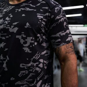Boyfriend Style Men Round Neck All-Over Printed Short Sleeve Sports T-Shirt Workout Tops - Image 3
