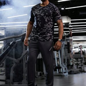 Boyfriend Style Men Round Neck All-Over Printed Short Sleeve Sports T-Shirt Workout Tops - Image 5
