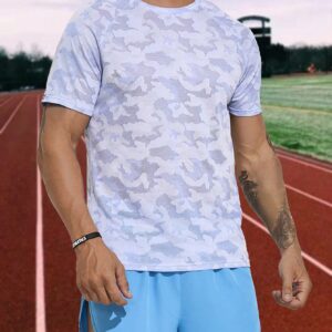 Boyfriend Style Men Simple Printed Round Neck Short Sleeve Tee And Shorts Sports Suit Workout Set