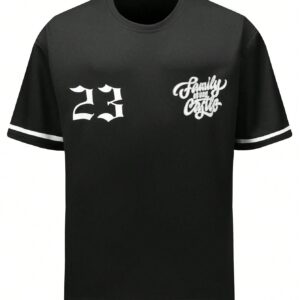 Boyfriend Style Men V-Neck Loose Fit Letter Print Short Sleeve Casual Sport T-Shirt - Image 6