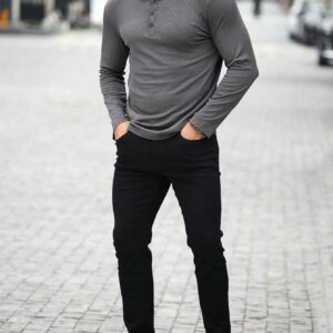 Boyfriend Style Men's Casual Long Sleeve Sports Polo Shirt With Single-Breasted Button Workout Tops - Image 4