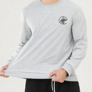 Boyfriend Style Men's Slogan Printed Round Neck Long Sleeve Casual Sportswear Boyfriend Style Men Sweatshirt