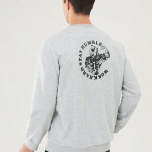 Boyfriend Style Men's Slogan Printed Round Neck Long Sleeve Casual Sportswear Boyfriend Style Men Sweatshirt - Image 3