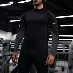 Boyfriend Style Men's Color Block Zipper Long Sleeve Sports T-Shirt Workout Tops - Image 5