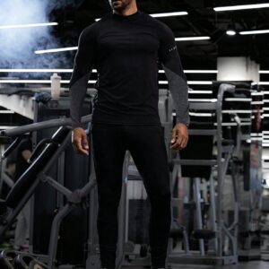 Boyfriend Style Men's Color Block Zipper Long Sleeve Sports T-Shirt Workout Tops - Image 3