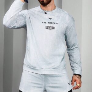 Boyfriend Style Men's Four Seasons Letter Printed Round Neck Sweatshirt And Shorts Casual Sportswear Set Workout Set - Image 3