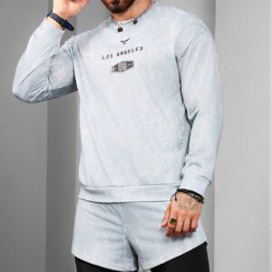 Boyfriend Style Men's Four Seasons Letter Printed Round Neck Sweatshirt And Shorts Casual Sportswear Set Workout Set - Image 5