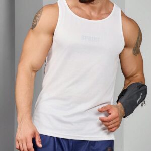 Boyfriend Style Men's Letter Printed Casual Summer Sports T-Shirt & Tank Top Workout Tops - Image 7