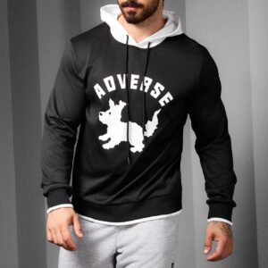 Boyfriend Style Men's Cartoon Dog Printed Letter Long Sleeve Hooded Casual Sports Sweatshirt Hoodie Boyfriend Style Men Sweatshirt