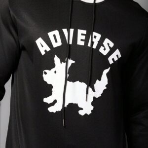 Boyfriend Style Men's Cartoon Dog Printed Letter Long Sleeve Hooded Casual Sports Sweatshirt Hoodie Boyfriend Style Men Sweatshirt - Image 3