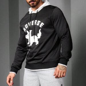 Boyfriend Style Men's Cartoon Dog Printed Letter Long Sleeve Hooded Casual Sports Sweatshirt Hoodie Boyfriend Style Men Sweatshirt - Image 4