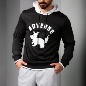 Boyfriend Style Men's Cartoon Dog Printed Letter Long Sleeve Hooded Casual Sports Sweatshirt Hoodie Boyfriend Style Men Sweatshirt - Image 5