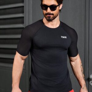 Boyfriend Style Men's Fashionable Solid Color Short Sleeve Tight-Fitting Sports T-Shirt