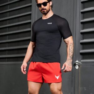 Boyfriend Style Men's Fashionable Solid Color Short Sleeve Tight-Fitting Sports T-Shirt - Image 5