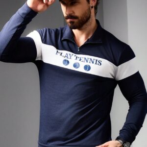 Boyfriend Style Men's Fashionable Loose Casual Long Sleeve Collar Turn-Down Sports Sweatshirt Boyfriend Style Men Sweatshirt - Image 4