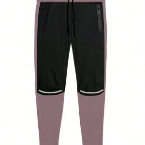 Boyfriend Style Men Drawstring Waist Color Block Casual Sports Pants