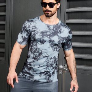 Boyfriend Style Men's Slim Fit Tie-Dye Printed Short Sleeve Sports T-Shirt, All Seasons