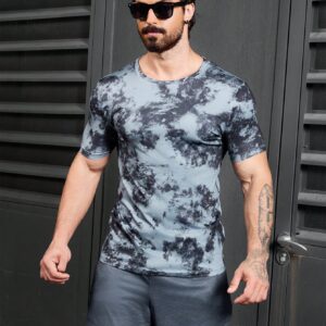 Boyfriend Style Men's Slim Fit Tie-Dye Printed Short Sleeve Sports T-Shirt, All Seasons - Image 4