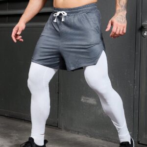 Boyfriend Style Men's Drawstring Waist Solid Color Casual Sports Shorts Jogger Shorts Grey Shorts