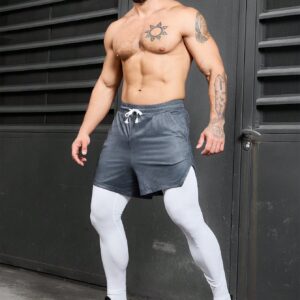Boyfriend Style Men's Drawstring Waist Solid Color Casual Sports Shorts Jogger Shorts Grey Shorts - Image 3