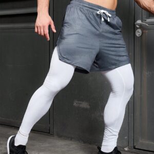 Boyfriend Style Men's Drawstring Waist Solid Color Casual Sports Shorts Jogger Shorts Grey Shorts - Image 4