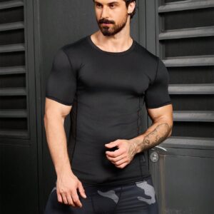 Boyfriend Style Men's Summer Solid Color Slim Fit Sports Short Sleeve T-Shirt