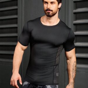 Boyfriend Style Men's Summer Solid Color Slim Fit Sports Short Sleeve T-Shirt - Image 3