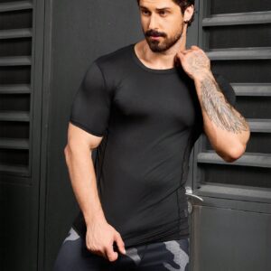 Boyfriend Style Men's Summer Solid Color Slim Fit Sports Short Sleeve T-Shirt - Image 4