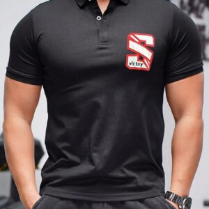 Boyfriend Style Men Summer Casual Letter Print Short Sleeve Sports Polo T-Shirt Workout Tops Golf Shirt