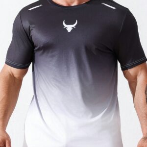 Boyfriend Style Men Gradient Color Round Neck Short Sleeve Sport T-Shirt
