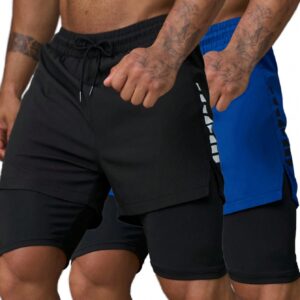 2PCS Boyfriend Style Men's Drawstring Sports Shorts With Pockets For Summer Jogger Shorts Workout Short Breathable Breathable Workout Clothes