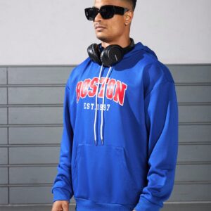 Boyfriend Style Men's Fashion Printed Long Sleeve Hooded Sportswear Boyfriend Style Men Sweatshirt