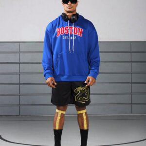 Boyfriend Style Men's Fashion Printed Long Sleeve Hooded Sportswear Boyfriend Style Men Sweatshirt - Image 3