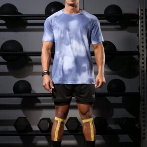 Boyfriend Style Men's Color-Block Tie-Dye Summer Round Neck Raglan Sleeve Sleeve T-Shirt - Image 4