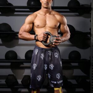 Boyfriend Style Men's Drawstring Lion Printed Casual Sports Shorts Jogger Shorts - Image 4