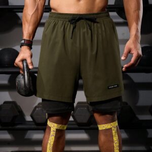 Boyfriend Style Men's Drawstring Waist 2 In 1 Sports Shorts - Image 3