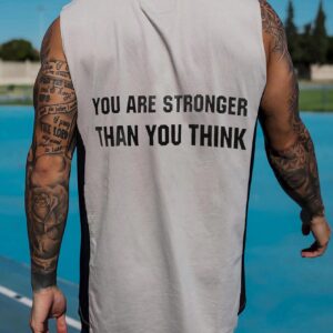 Boyfriend Style Men's Summer Slogan Printed Round Neck Casual Sports Vest