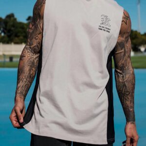 Boyfriend Style Men's Summer Slogan Printed Round Neck Casual Sports Vest - Image 4