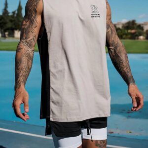 Boyfriend Style Men's Summer Slogan Printed Round Neck Casual Sports Vest - Image 6